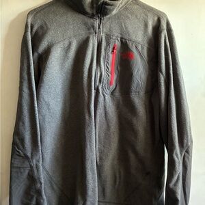 The North Face Men's Charcoal quarter zip with Crimson Details